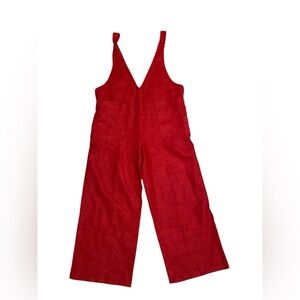 Perfect Vintage Finity 100% Linen Bold Red Jumpsuit